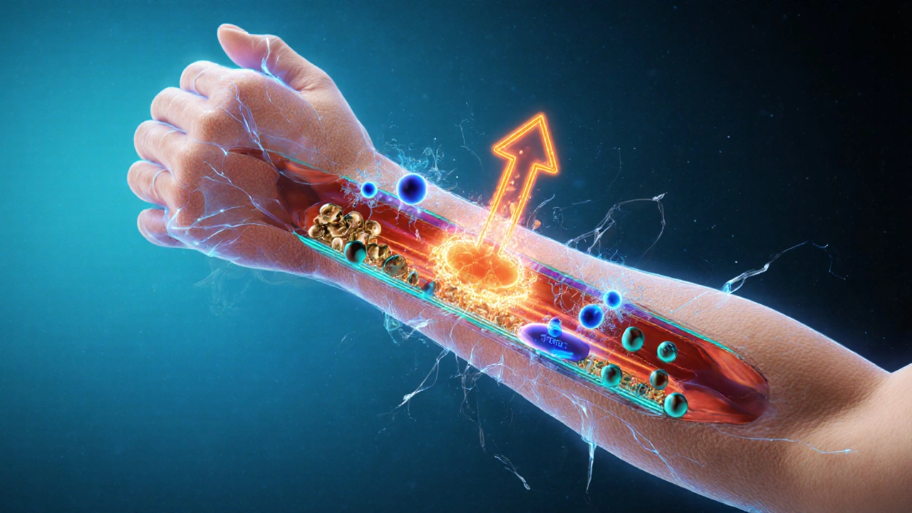 Кровеносные сосуды с молекулами кофеина, всплеск глюкозы, триглицеридов и гормона ТТГ.