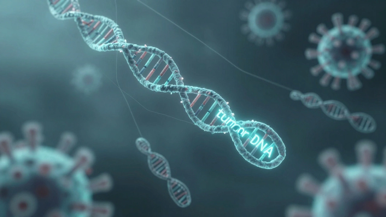 Фрагменты раковой ДНК в потоке крови, видимые как светящиеся нити