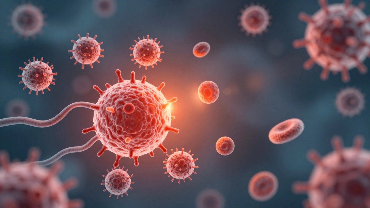 Белые кровяные клетки — нейтрофилы и лимфоциты — в борьбе с бактериями и вирусами.