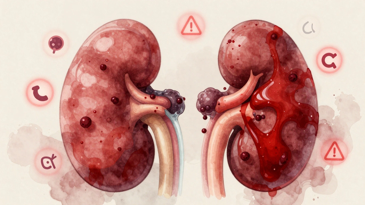 Почка как фильтр, забитый токсинами, с отклоняющимися электролитами в воздухе.