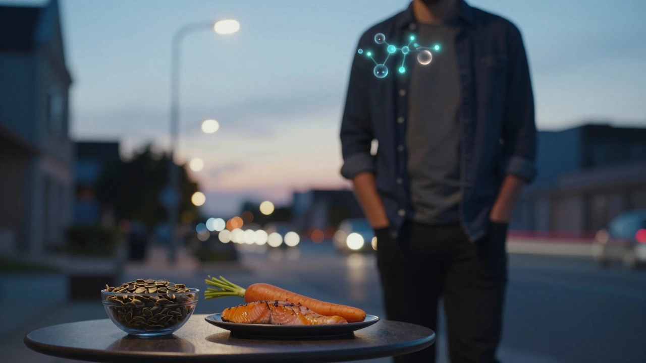 Человек гуляет на закате, символизируя пользу дневного света для здоровья сетчатки.