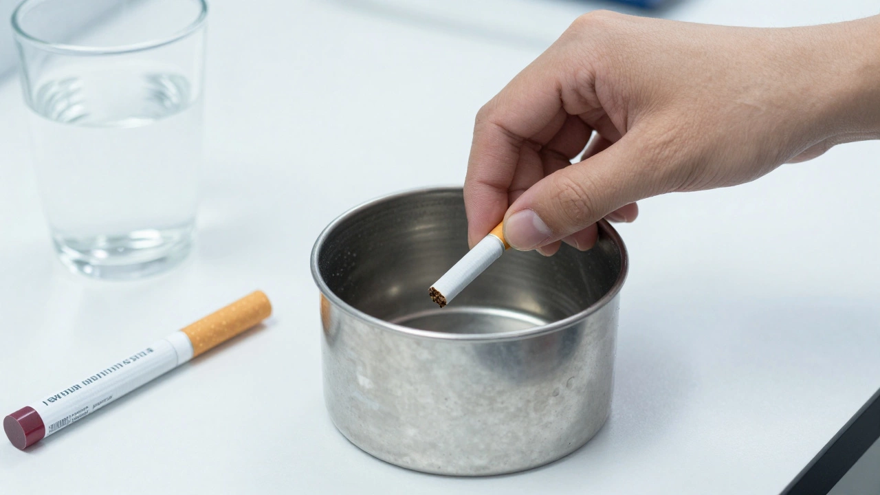 Выбрасывание сигареты в лаборатории перед анализом