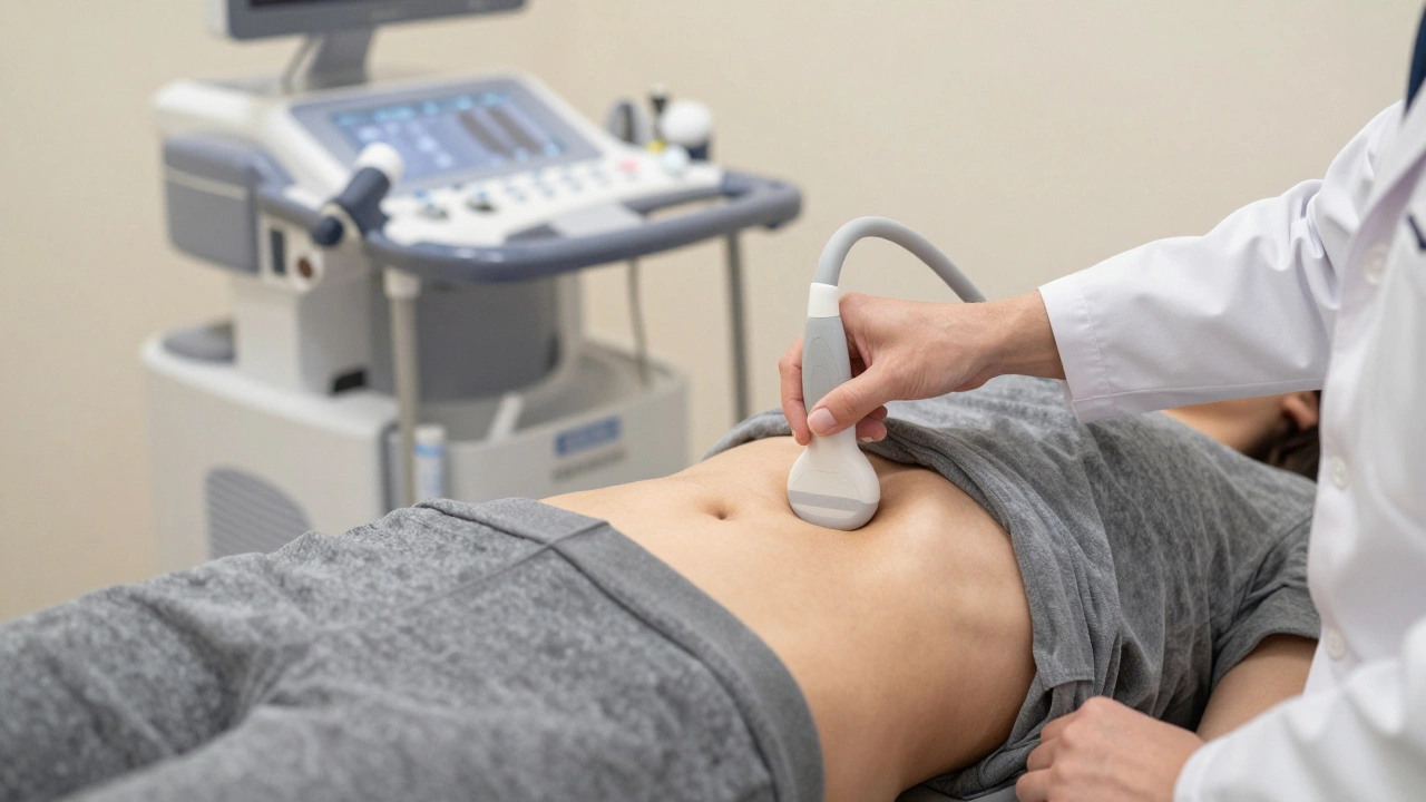 Врач проводит УЗИ-диагностику печени