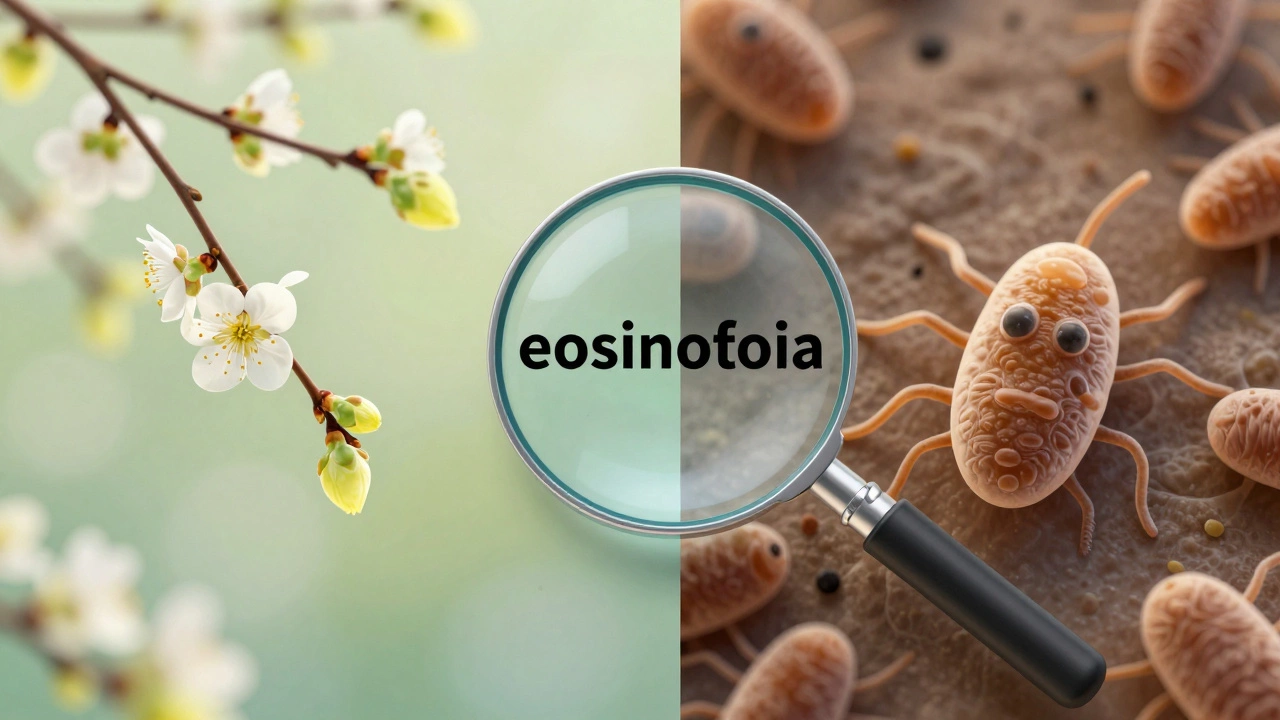 Концептуальное изображение выбора между аллергией и паразитами при диагностике