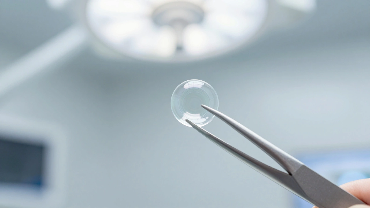 Макроснимок мультифокальной интраокулярной линзы для замены хрусталика