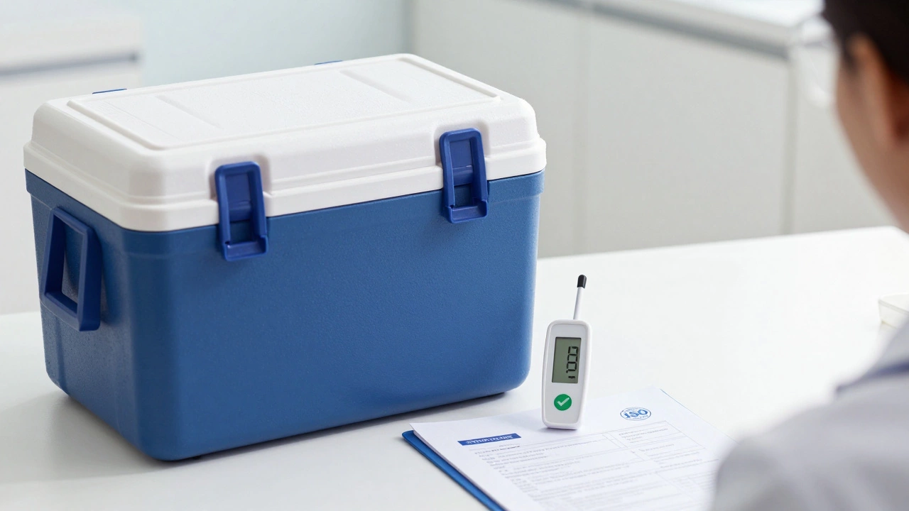Медицинский термоконтейнер для транспортировки анализов и сертификат качества