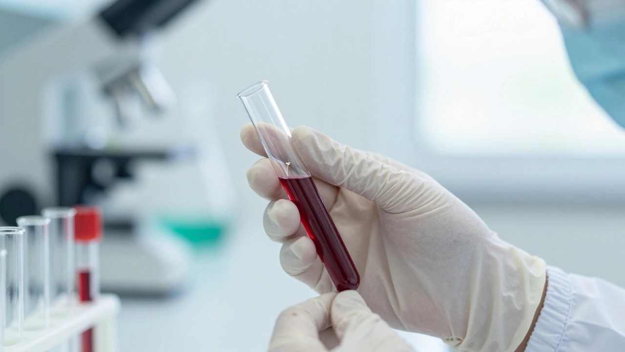 Пробирки с кровью и спинномозговой жидкостью в медицинской лаборатории