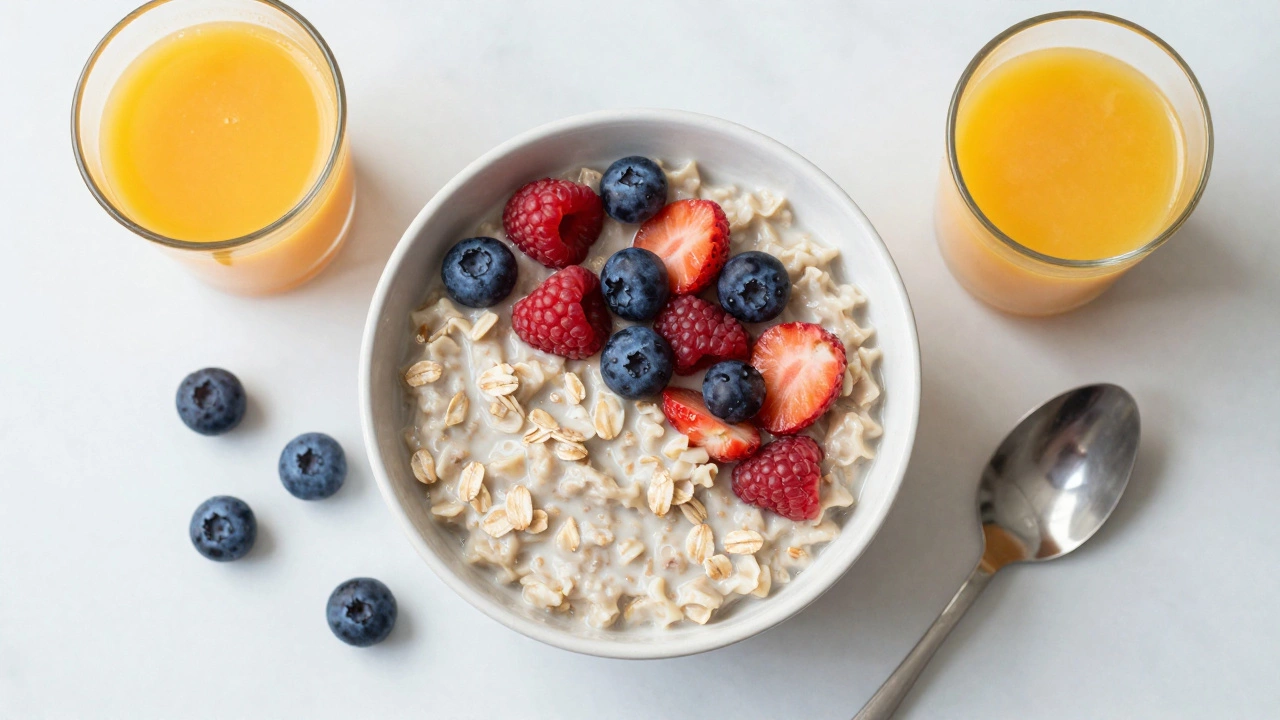 Сбалансированный завтрак с кашей и соком для полного восстановления организма
