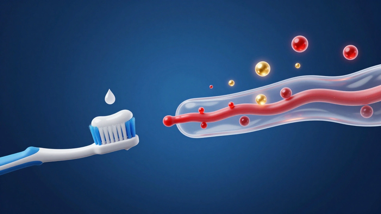 Схематичное изображение влияния компонентов зубной пасты на уровень глюкозы в крови