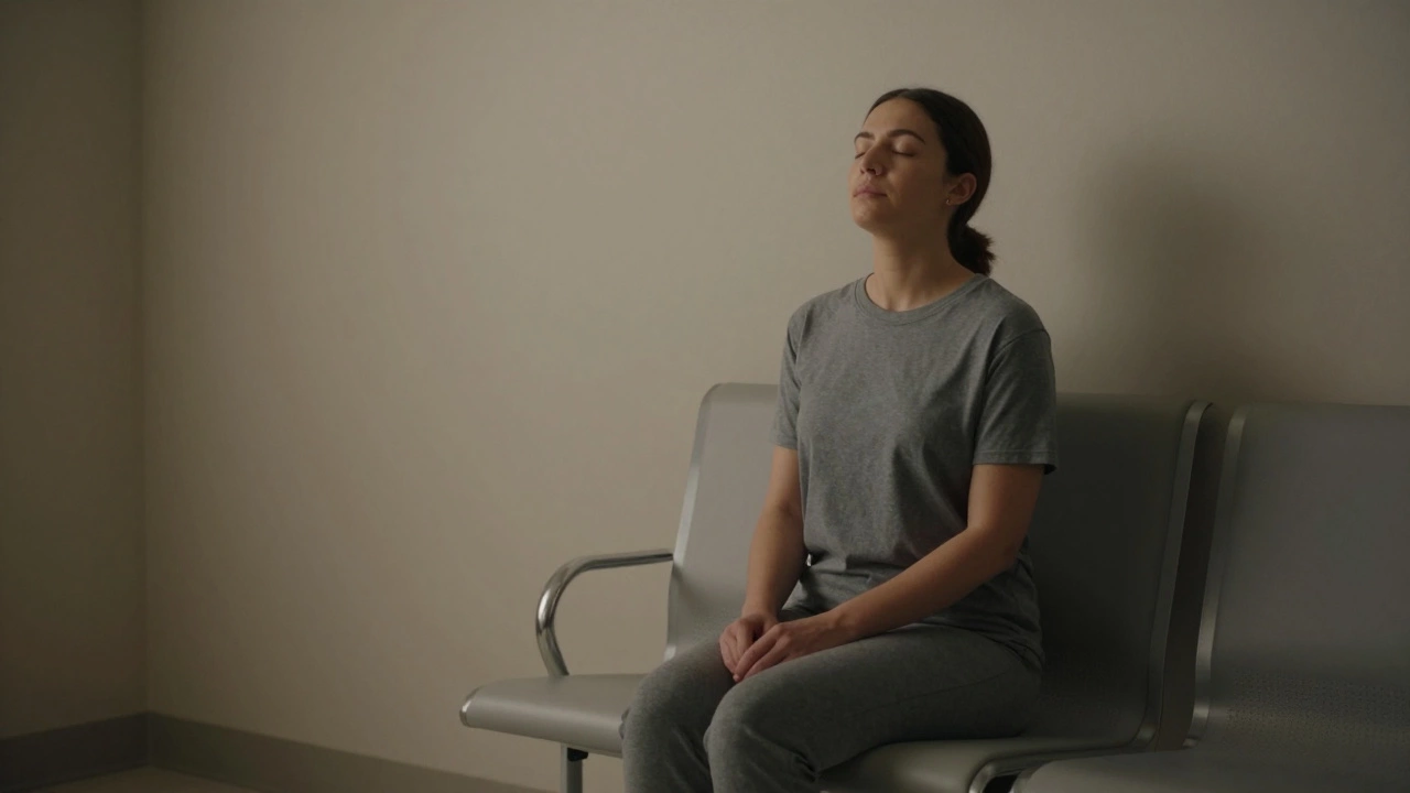 Женщина расслабляется в тишине перед проведением медицинского теста.
